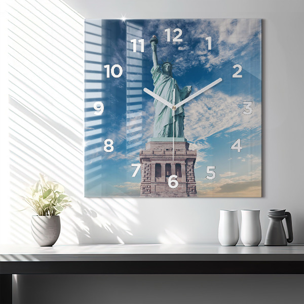 Square glass wall clock Statue of Liberty New York