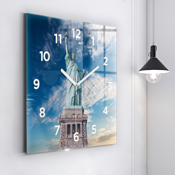 Square glass wall clock Statue of Liberty New York