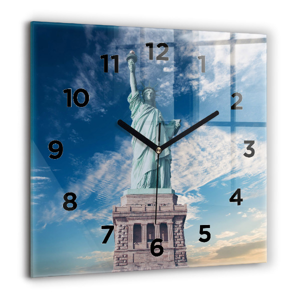 Square glass wall clock Statue of Liberty New York