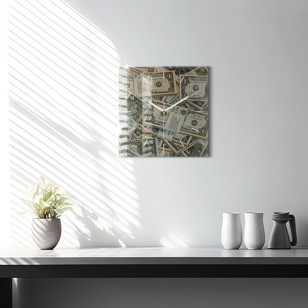 Square glass wall clock 1 US dollar