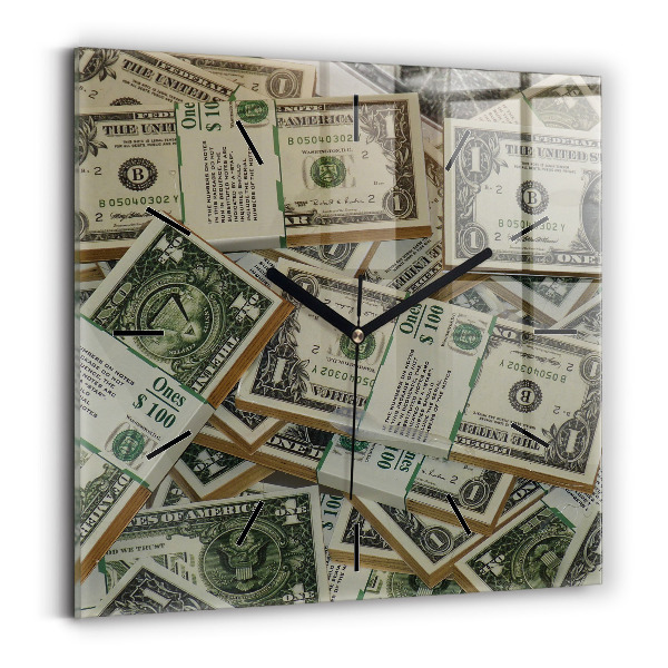 Square glass wall clock 1 US dollar