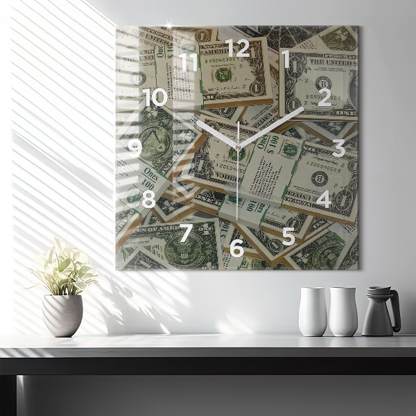 Square glass wall clock 1 US dollar