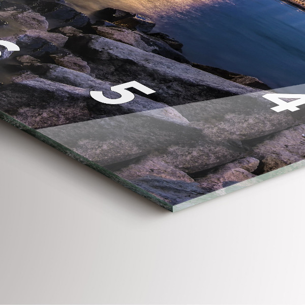 Square glass wall clock Rocky shore under the bridge