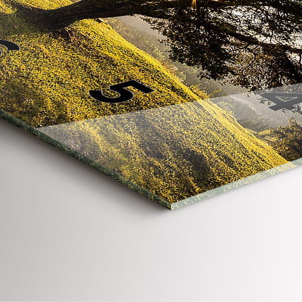 Square glass wall clock A tree on a hill