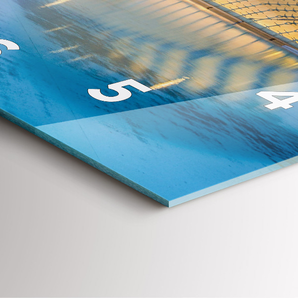 Square glass wall clock City sunset