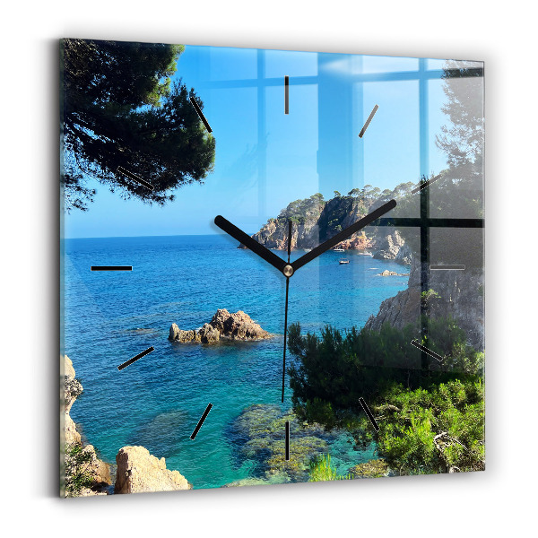 Square glass wall clock Costa Brava
