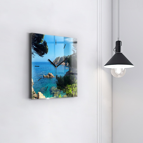 Square glass wall clock Costa Brava