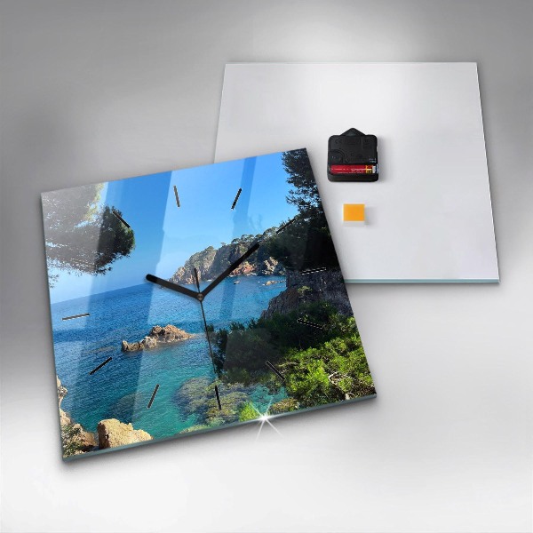 Square glass wall clock Costa Brava