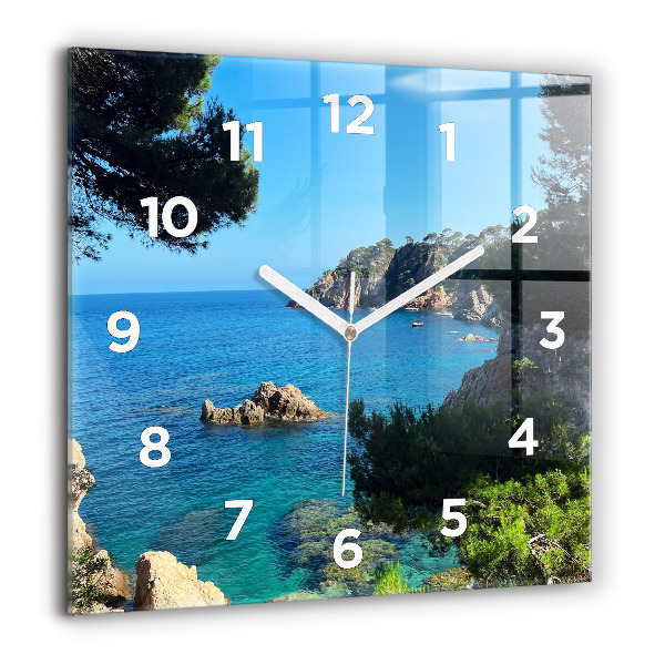 Square glass wall clock Costa Brava