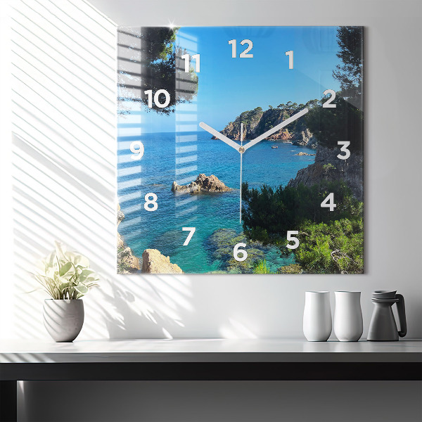 Square glass wall clock Costa Brava