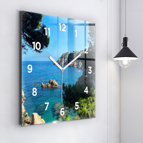 Square glass wall clock Costa Brava