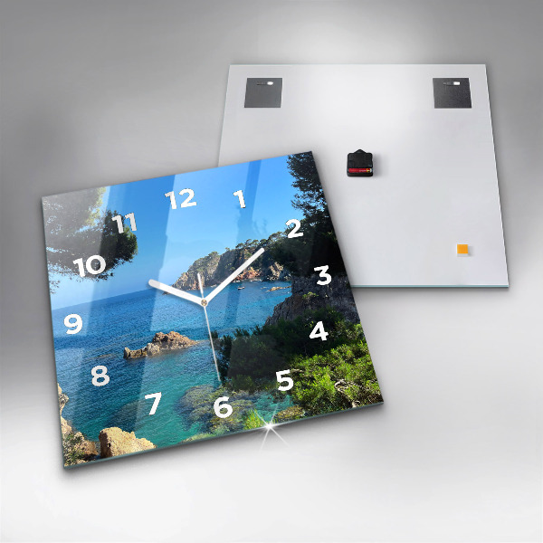 Square glass wall clock Costa Brava