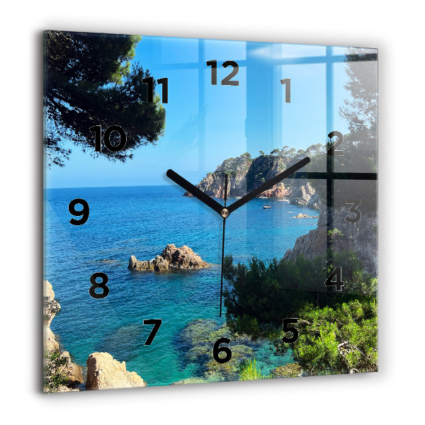 Square glass wall clock Costa Brava