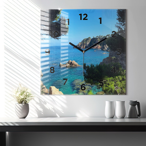 Square glass wall clock Costa Brava