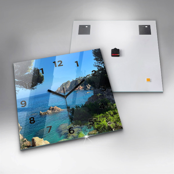 Square glass wall clock Costa Brava