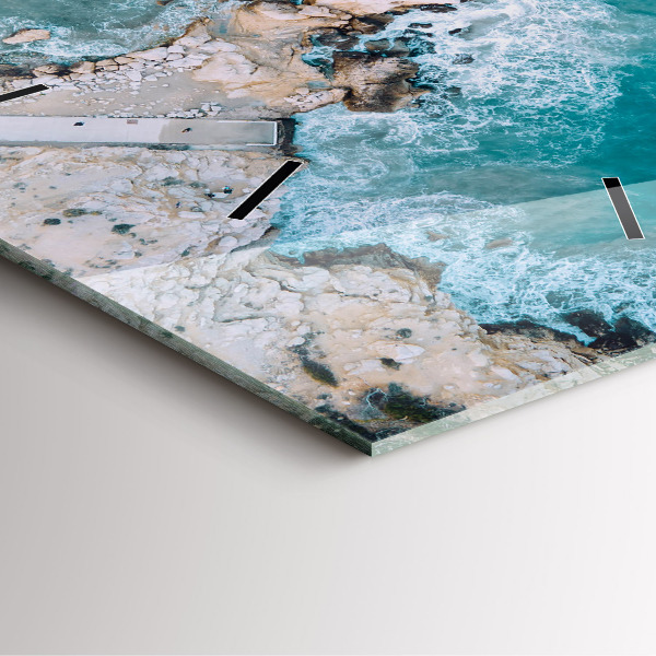 Square glass wall clock Fjords in Costa Blanca