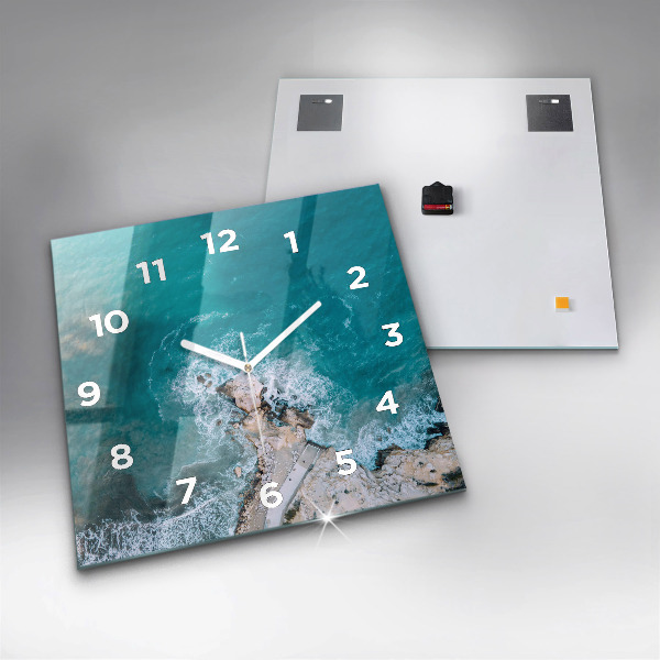 Square glass wall clock Fjords in Costa Blanca