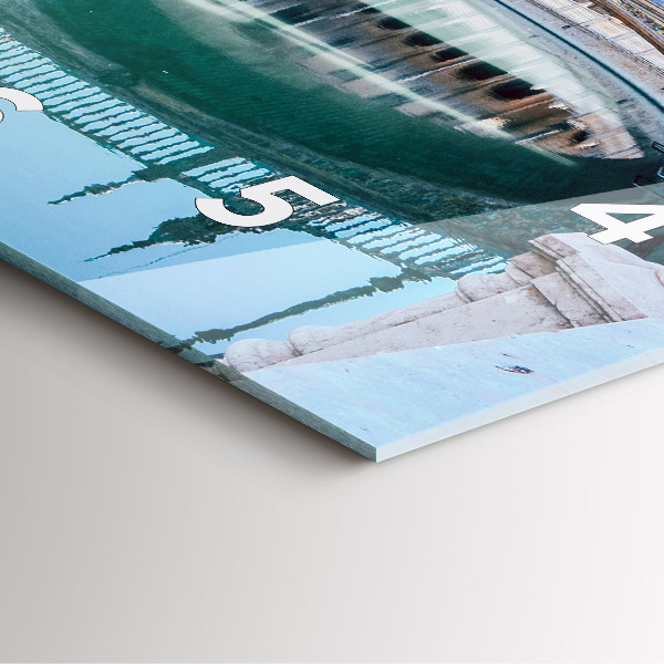 Square glass wall clock Plaza de Espana in Seville