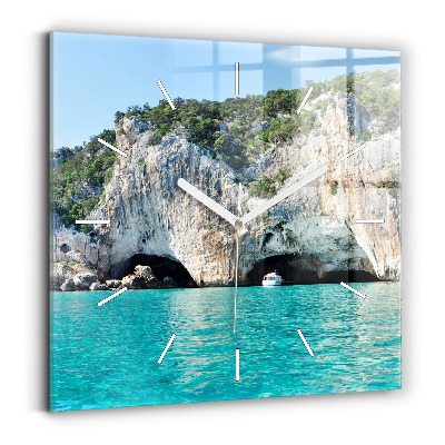 Square glass wall clock Underwater Cave