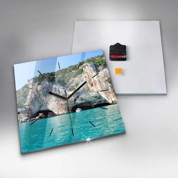 Square glass wall clock Underwater Cave
