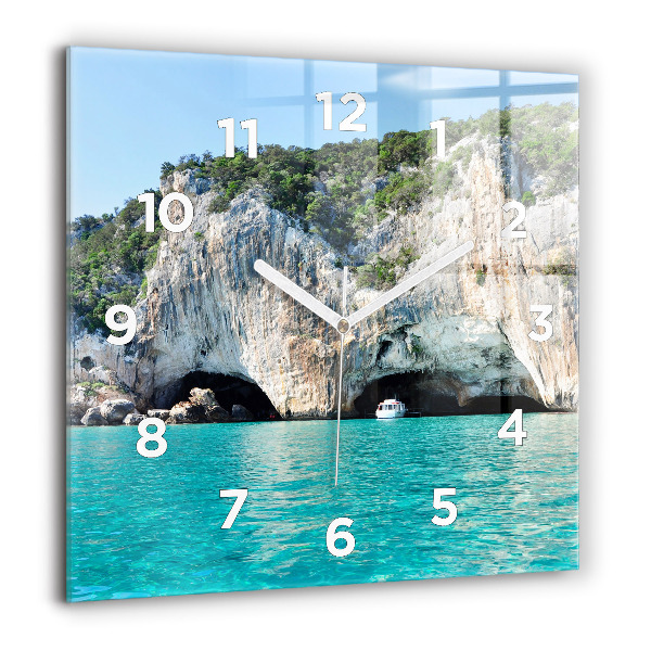 Square glass wall clock Underwater Cave