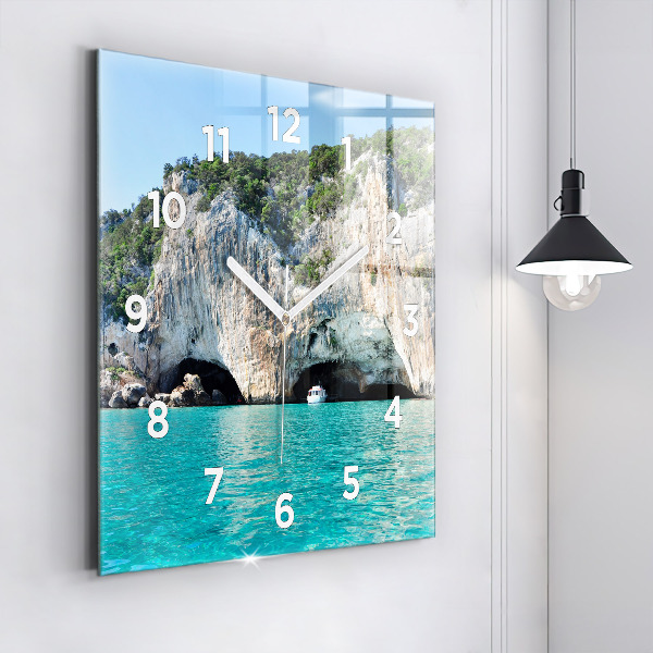 Square glass wall clock Underwater Cave