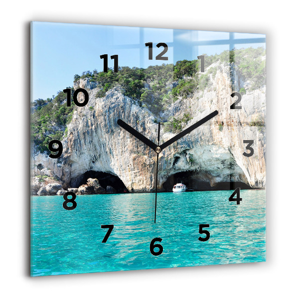 Square glass wall clock Underwater Cave