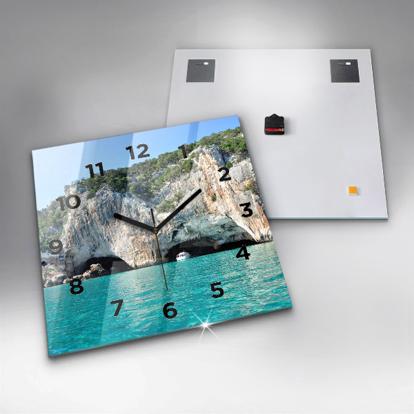 Square glass wall clock Underwater Cave