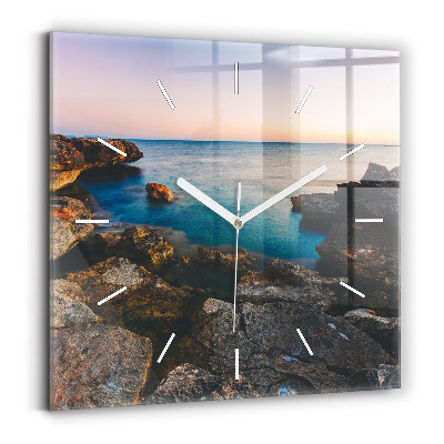 Square glass wall clock Sea landscape
