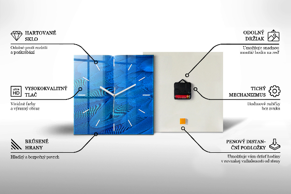 Square glass wall clock Sea landscape