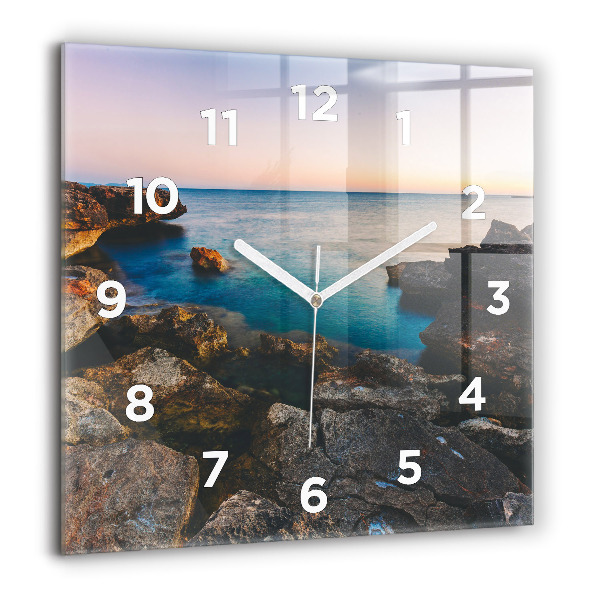 Square glass wall clock Sea landscape