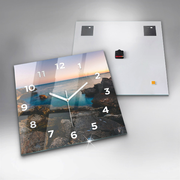 Square glass wall clock Sea landscape