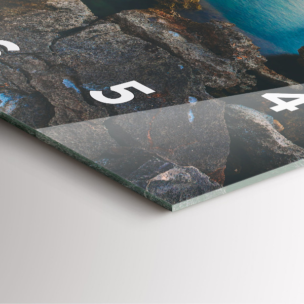 Square glass wall clock Sea landscape