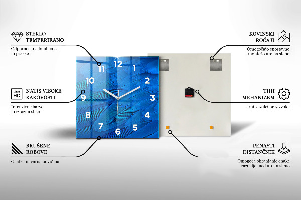 Square glass wall clock Sea landscape