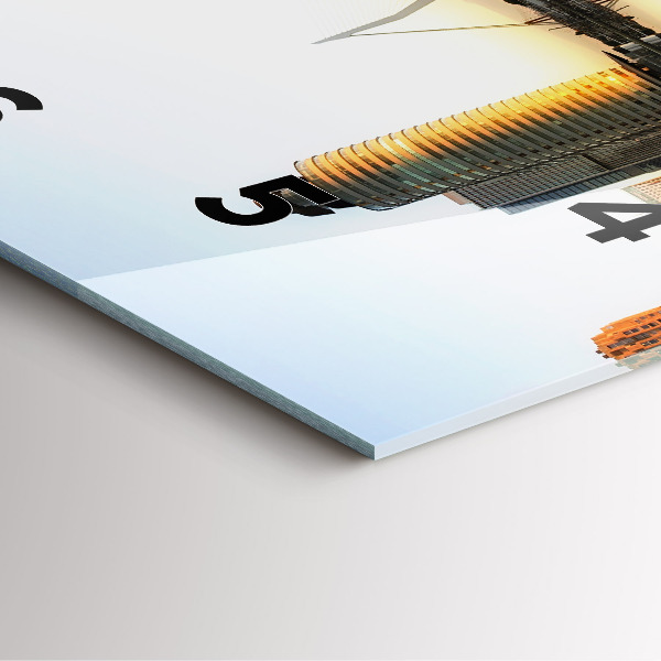 Square glass wall clock A city on the river