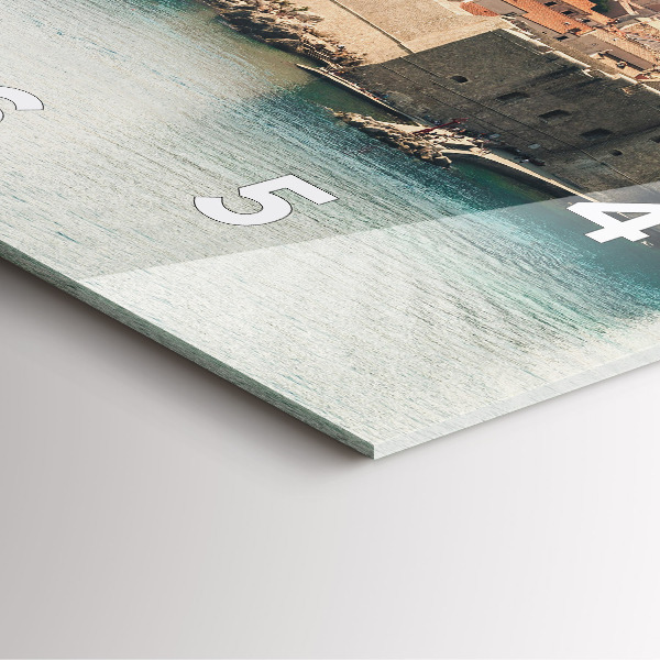 Square glass wall clock Sailing ship in Dubrovnik
