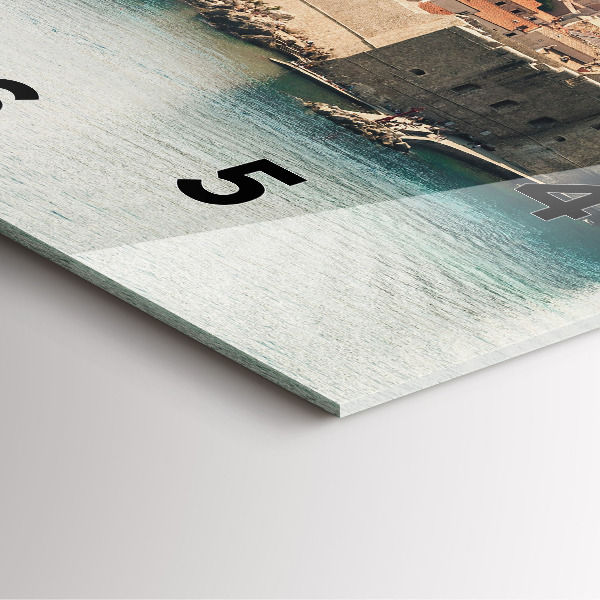 Square glass wall clock Sailing ship in Dubrovnik