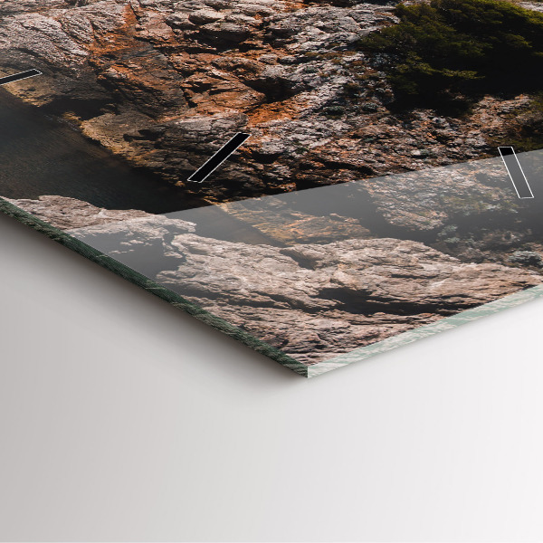 Square glass wall clock Cliffs in Dubrovnik