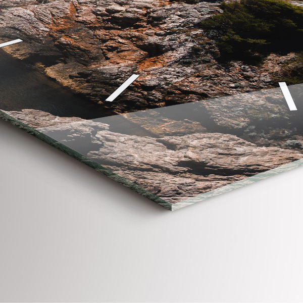 Square glass wall clock Cliffs in Dubrovnik