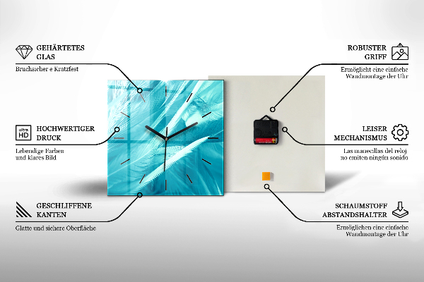 Square glass wall clock Rocks at sunset