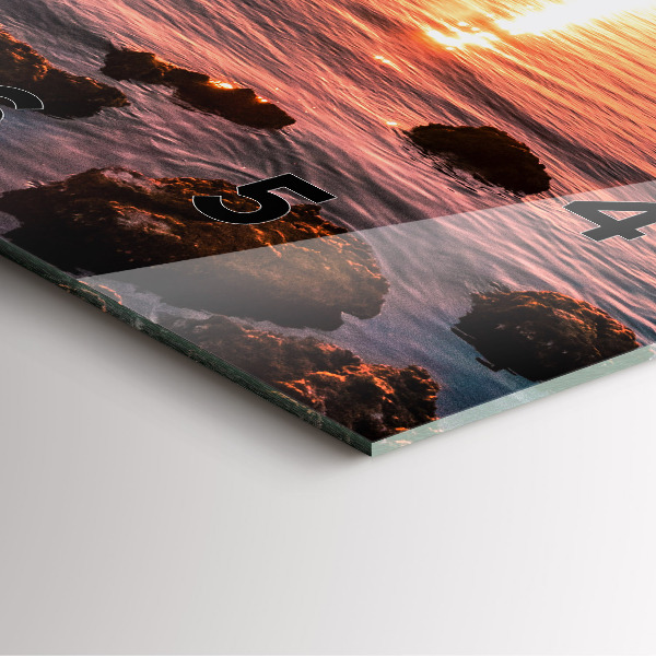 Square glass wall clock Rocks at sunset
