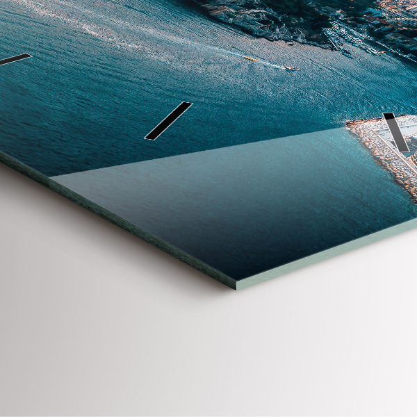 Square glass wall clock Island in Croatia