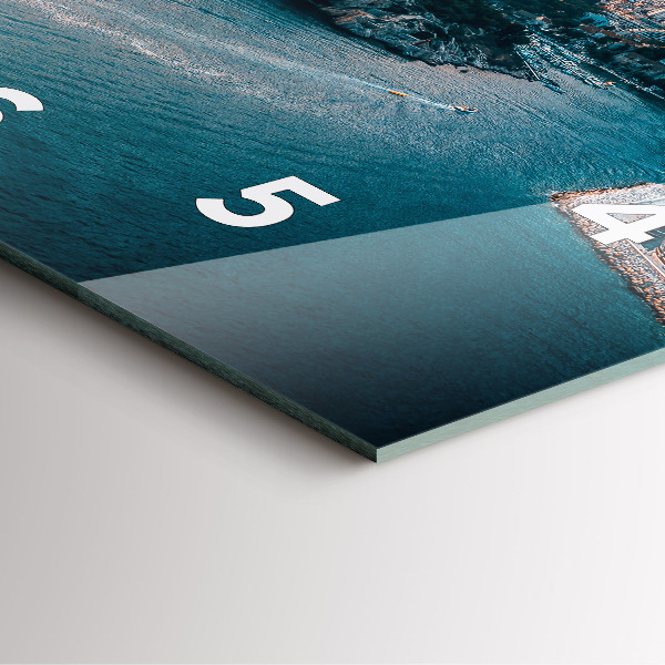 Square glass wall clock Island in Croatia