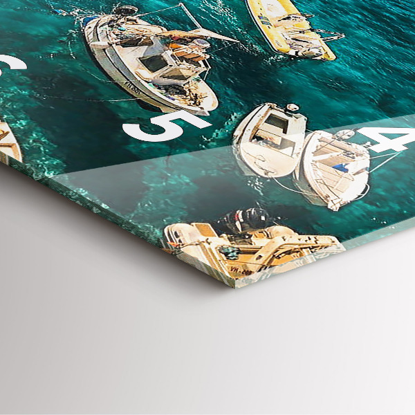 Square glass wall clock Boats in Croatia