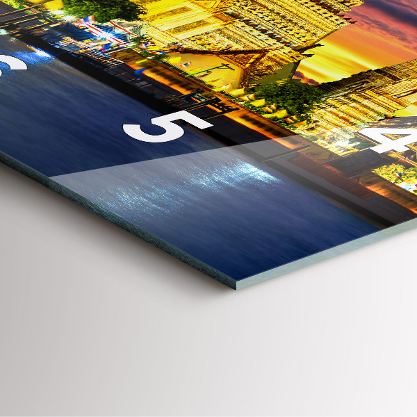 Square glass wall clock Temple in Bangkok