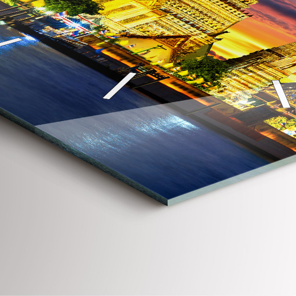 Square glass wall clock Temple in Bangkok