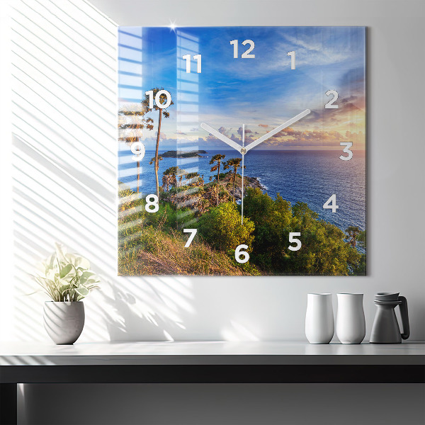 Square glass wall clock Phuket in Thailand