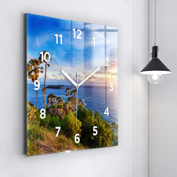 Square glass wall clock Phuket in Thailand