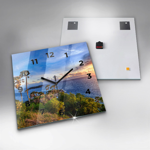 Square glass wall clock Phuket in Thailand