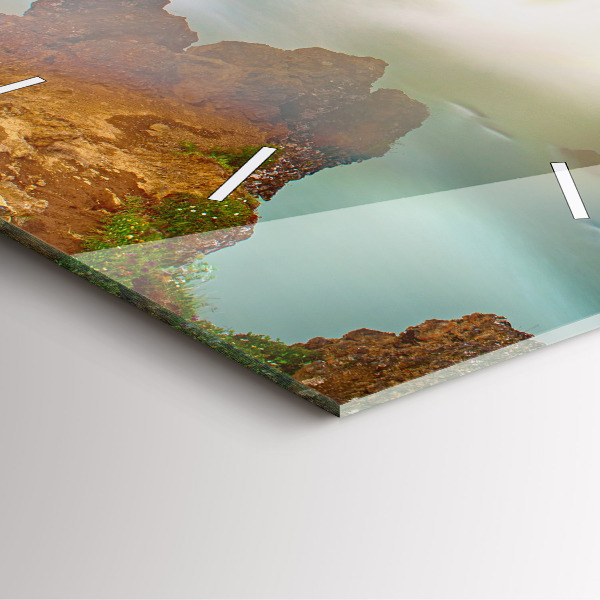 Square glass wall clock Godafoss in Iceland